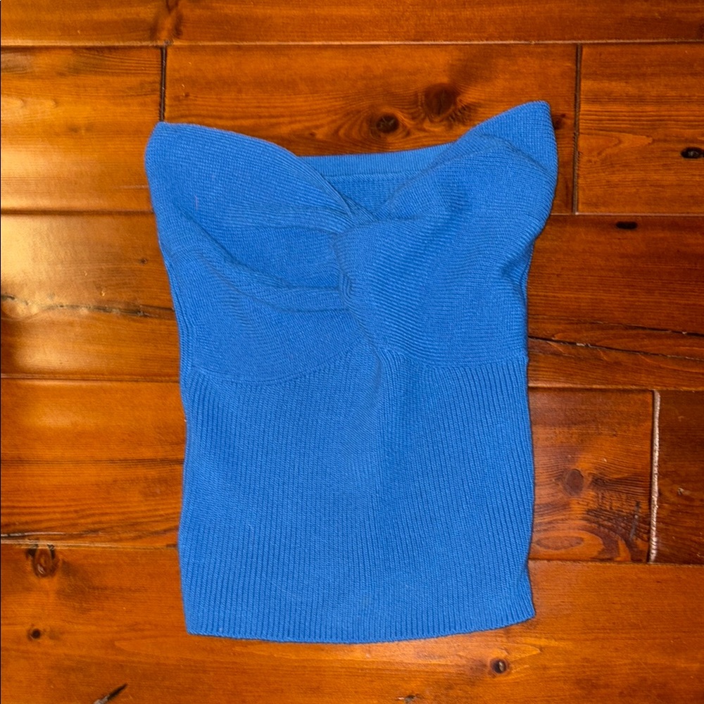 Blue Knit Tube Top